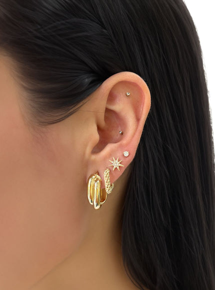 Zoe Lev 14K Gold Double Twist Oval Hoop Earrings