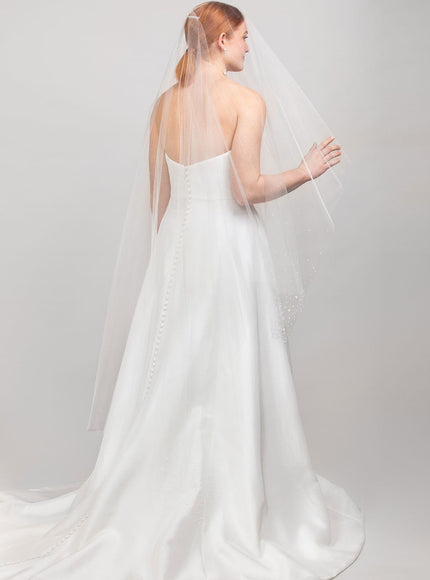 Nicolette Two-Tier Waltz Handkerchief Pearl Veil