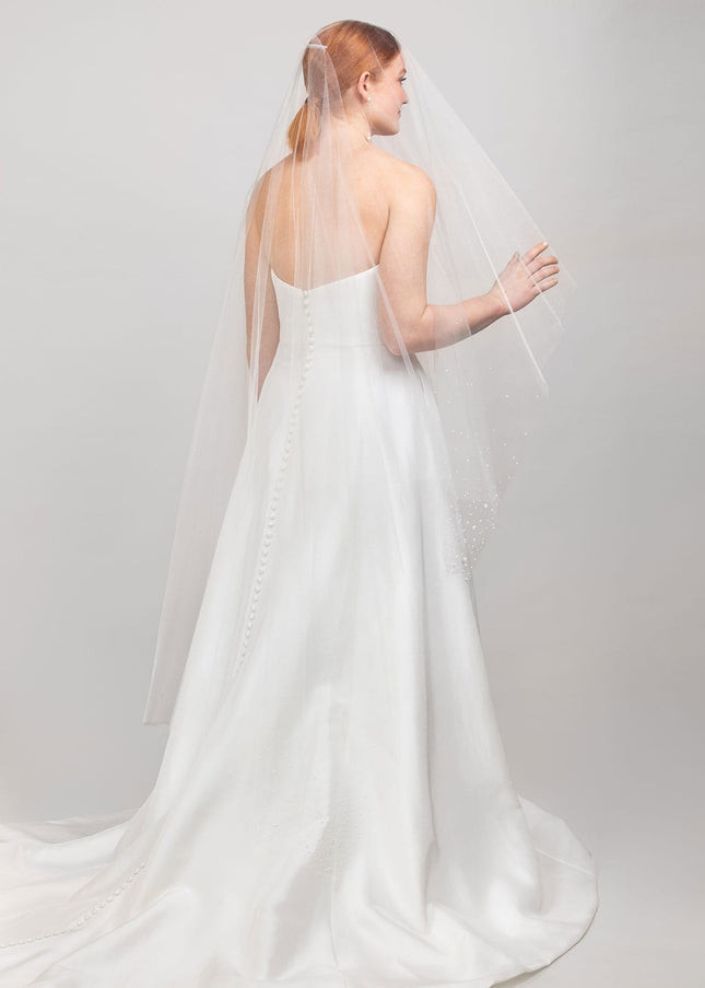 Nicolette Two-Tier Waltz Handkerchief Pearl Veil