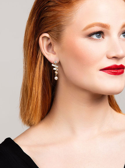 Nikola Crystal and Pearl Earrings
