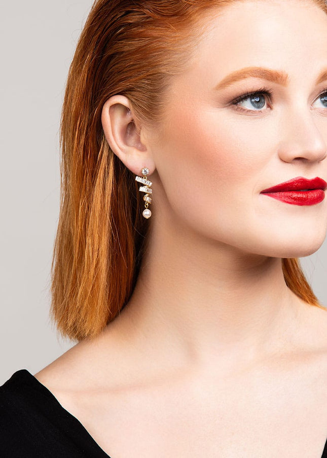 Nikola Crystal and Pearl Earrings