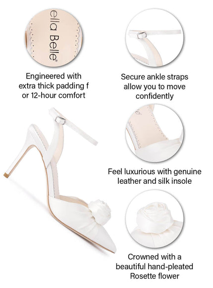 Bella Belle Noelle Ivory Rosette Flower Slingback Heels