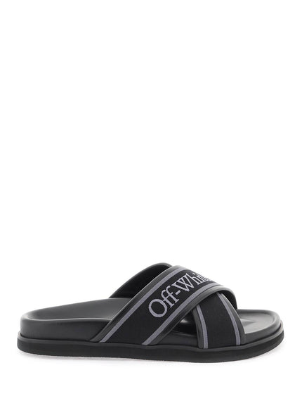 Off-White embroidered logo slides with