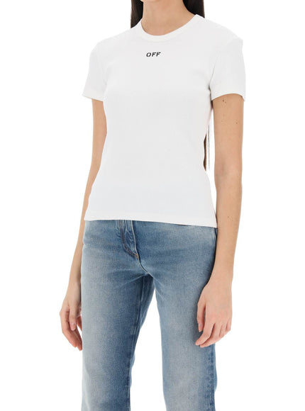 Off-White ribbed t-shirt with off embroidery