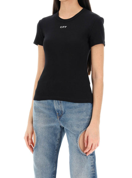 Off-White ribbed t-shirt with off embroidery