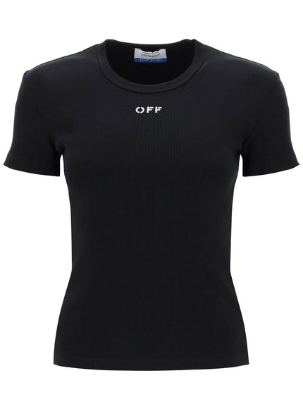 Off-White ribbed t-shirt with off embroidery