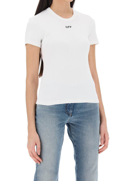 Off-White ribbed t-shirt with off embroidery