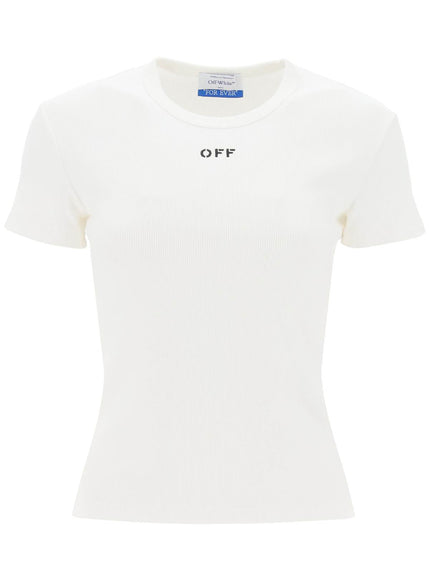 Off-White ribbed t-shirt with off embroidery