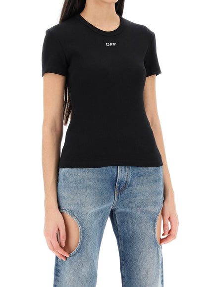 Off-White ribbed t-shirt with off embroidery