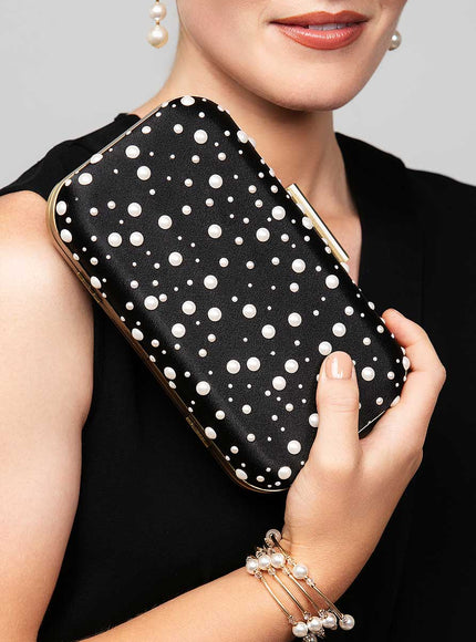 Ariel Taub Octavia Pearl Polka Dot Clutch