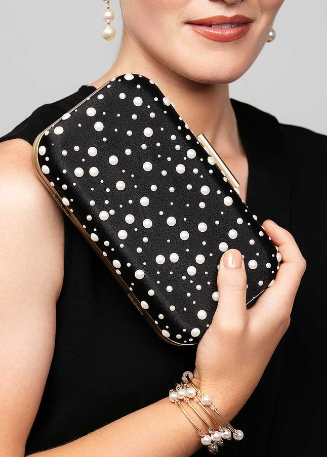 Ariel Taub Octavia Pearl Polka Dot Clutch