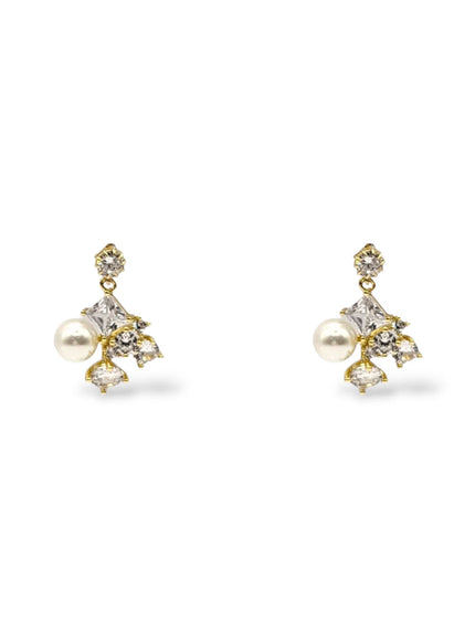 Odelia Large Crystal and Pearl Earrings
