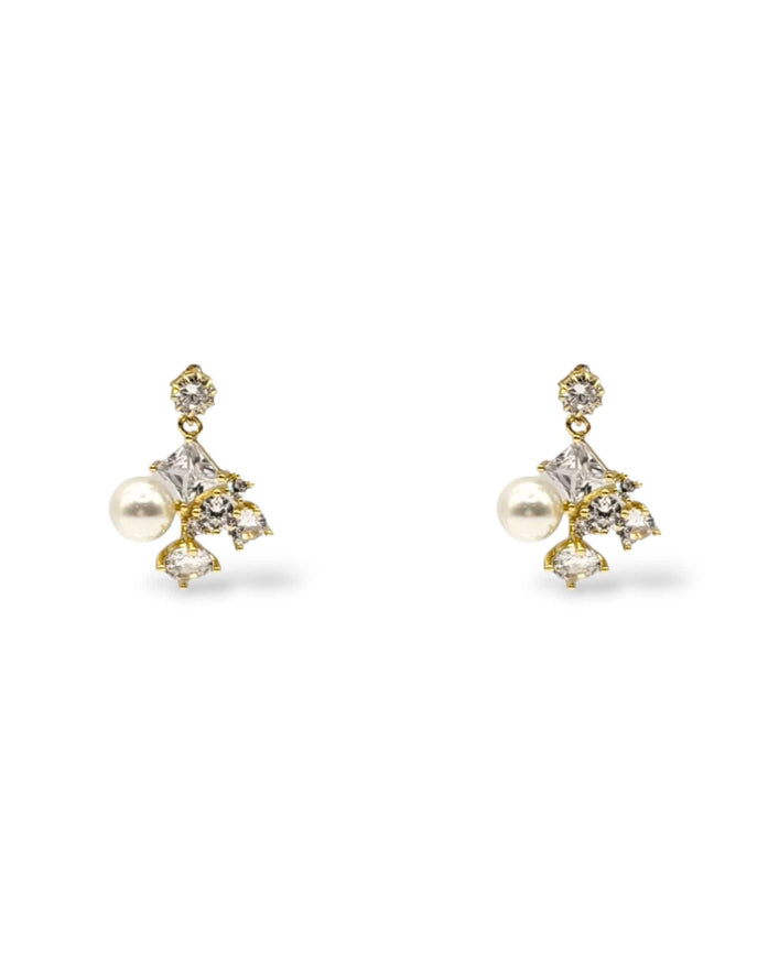 Odelia Large Crystal and Pearl Earrings
