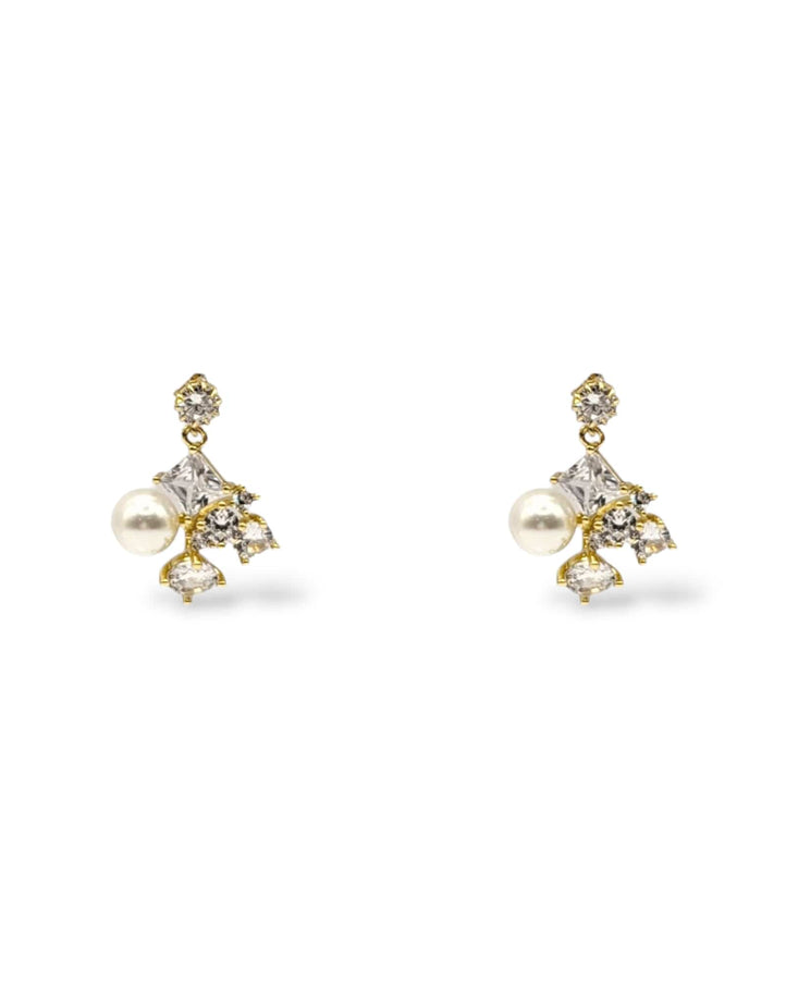 Odelia Large Crystal and Pearl Earrings