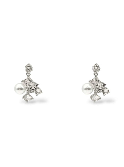 Odelia Large Crystal and Pearl Earrings