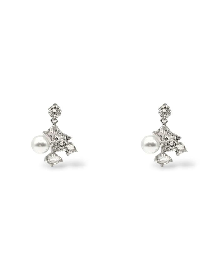 Odelia Large Crystal and Pearl Earrings