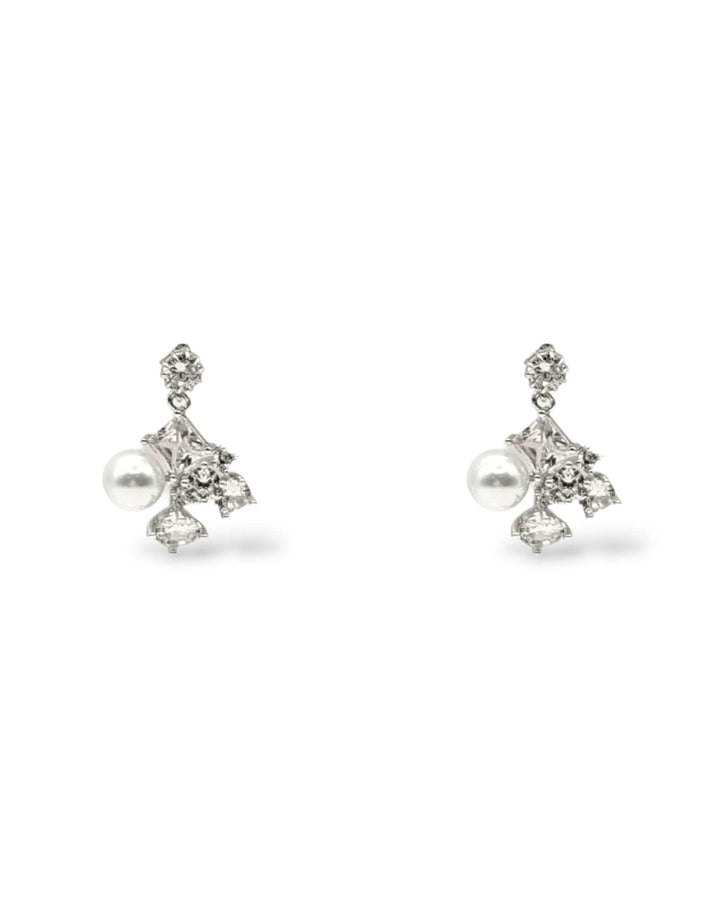 Odelia Large Crystal and Pearl Earrings