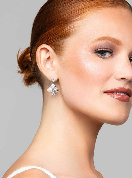 Odelia Large Crystal and Pearl Earrings