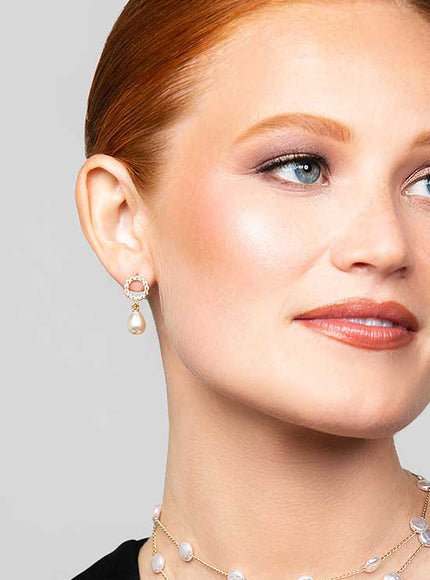 Olive Small Pearl Drop Earrings