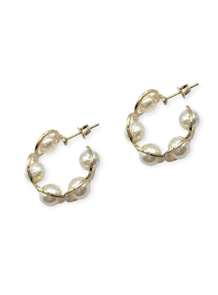 Oma Pearl Heart Huggie Earrings
