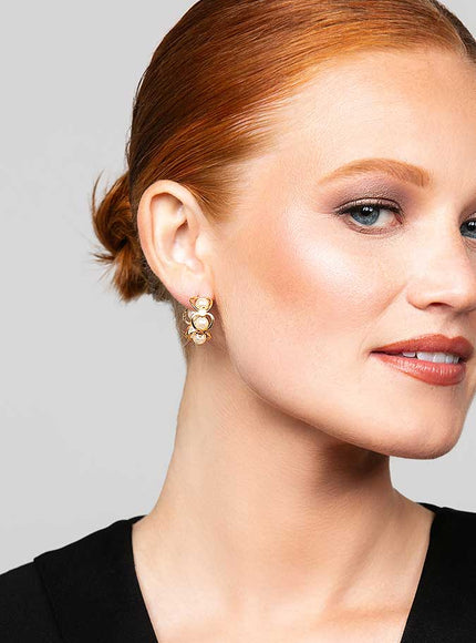 Oma Pearl Heart Huggie Earrings