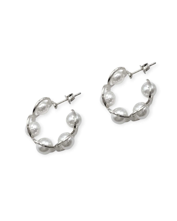 Oma Pearl Heart Huggie Earrings