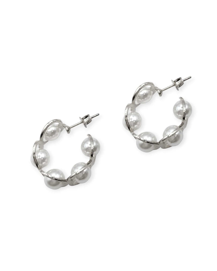 Oma Pearl Heart Huggie Earrings
