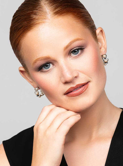 Oma Pearl Heart Huggie Earrings