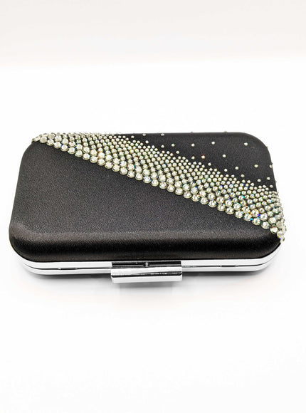 Onyx Black Crystal Diagonal Clutch