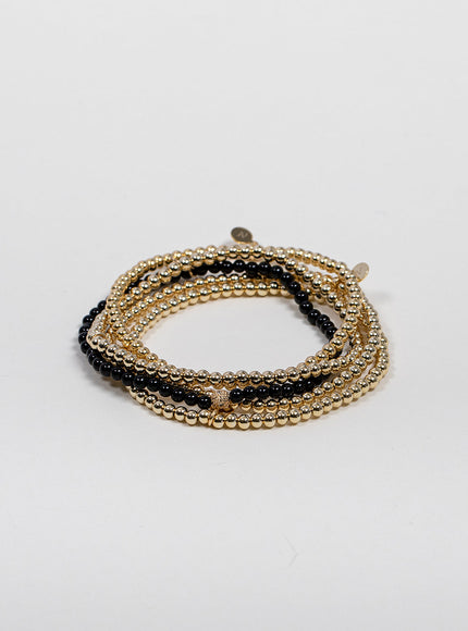Zoe Lev 3mm Black Onyx Bead Bracelet with Diamond Bead