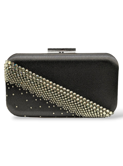 Onyx Black Crystal Diagonal Clutch