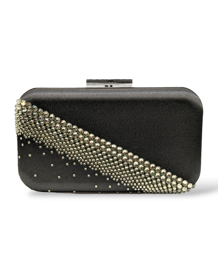 Ariel Taub Onyx Black Crystal Diagonal Clutch