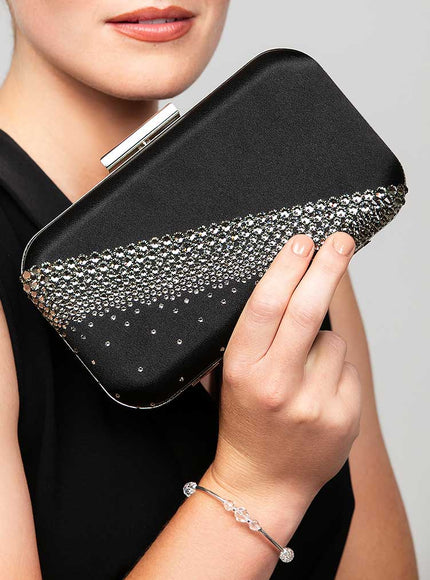 Onyx Black Crystal Diagonal Clutch