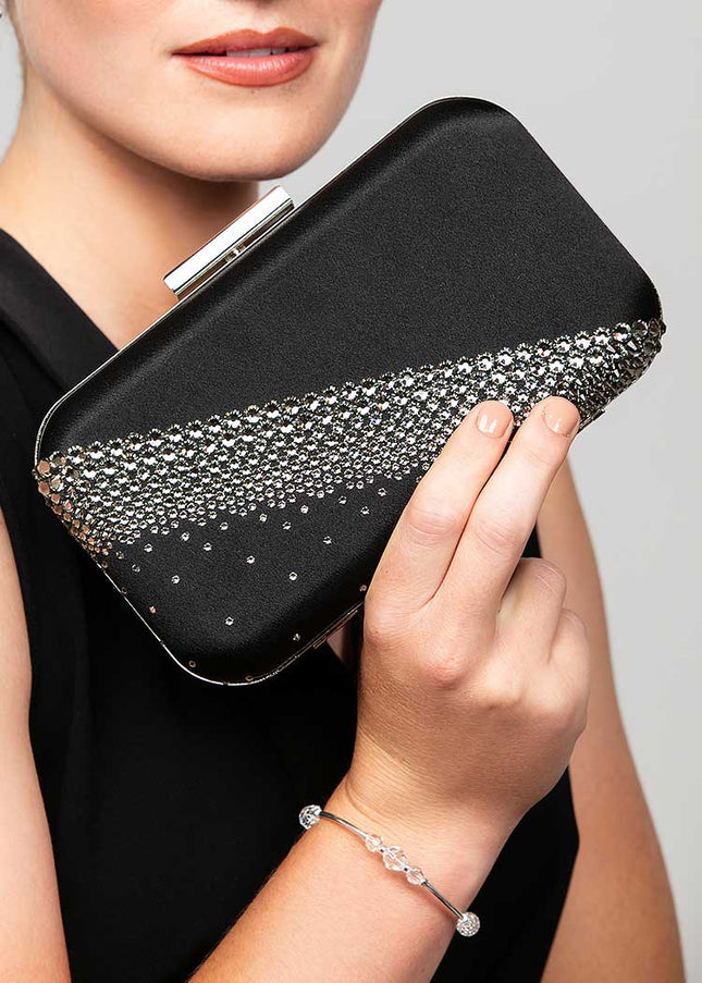Ariel Taub Onyx Black Crystal Diagonal Clutch