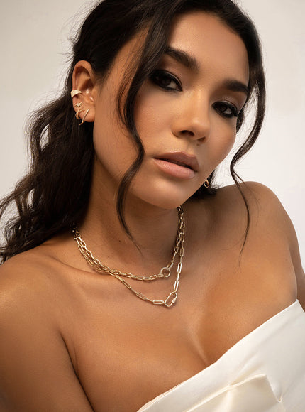Zoe Lev 14K Gold Large Open Link Chain with Diamond Handcuffs Necklace