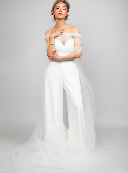 Ophelia Ruffle and Pearl Tulle Wrap