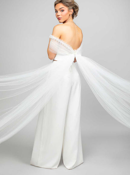 Ophelia Ruffle and Pearl Tulle Wrap