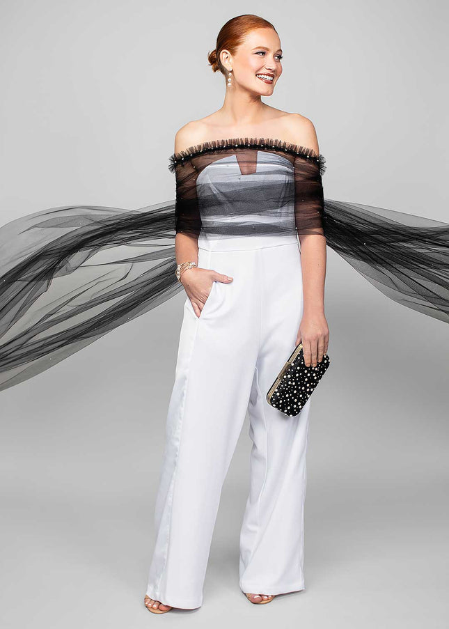 Ophelia Ruffle and Pearl Tulle Wrap