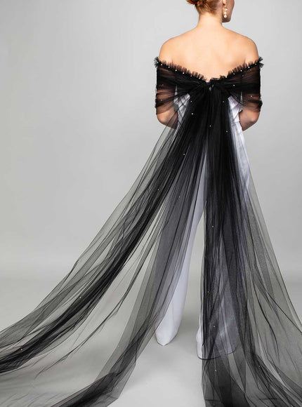 Ophelia Ruffle and Pearl Tulle Wrap