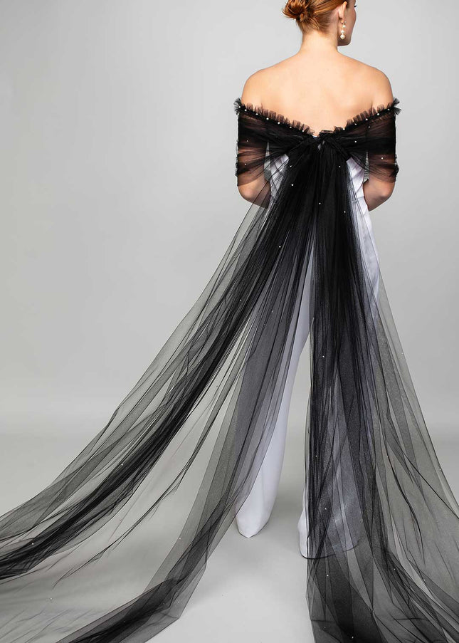 Ophelia Ruffle and Pearl Tulle Wrap