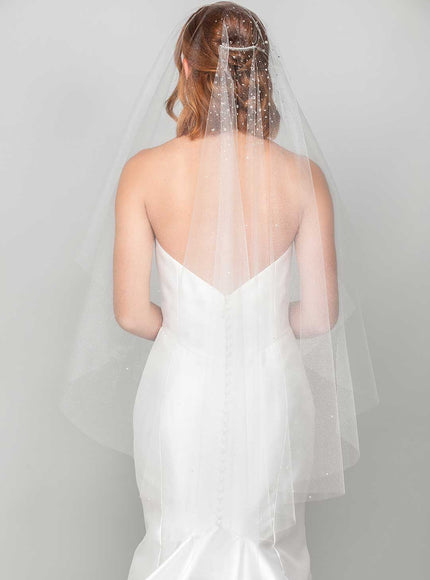 Ora Two-Tier Fingertip Veil with Heavy Crystal Top
