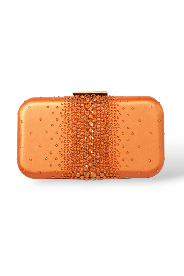 Ariel Taub Ella Orange Crystal Clutch Antique Brass