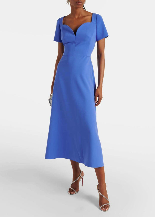 Carolina Herrera Sweetheart Neck Crepe Midi Dress in Delphinium at Nordstrom, Size 18