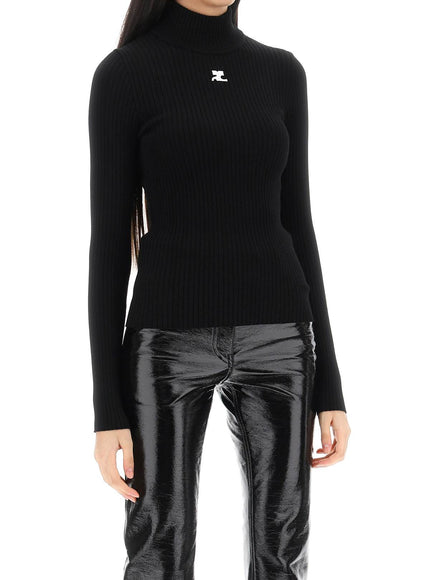 Courreges re-edition ribbed funnel-neck sweater