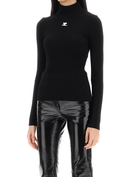 Courreges re-edition ribbed funnel-neck sweater