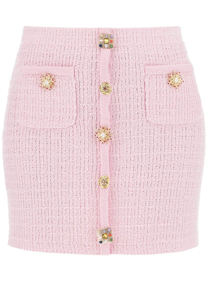 Self Portrait Knitted Mini Skirt With Jewel Buttons