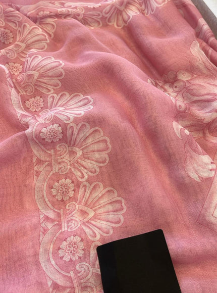 Versace Barocco-Print Frayed-Edge Scarf Pink
