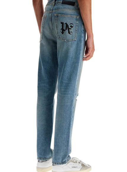 Palm Angels straight leg monogram print jeans