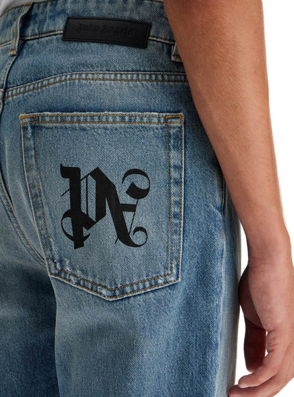 Palm Angels straight leg monogram print jeans