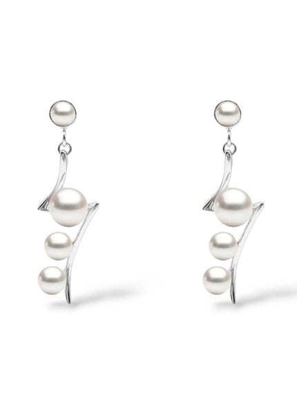 Ariel Taub Paisley Pearl Earrings in Silver